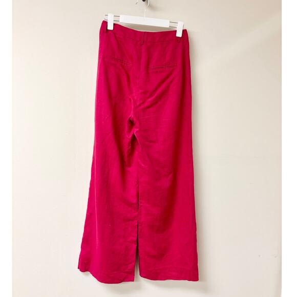 CAMI NYC Rylie Linen Blend High Waisted Wide Leg Trouser Raspberry Womens Size S - Picture 3 of 5